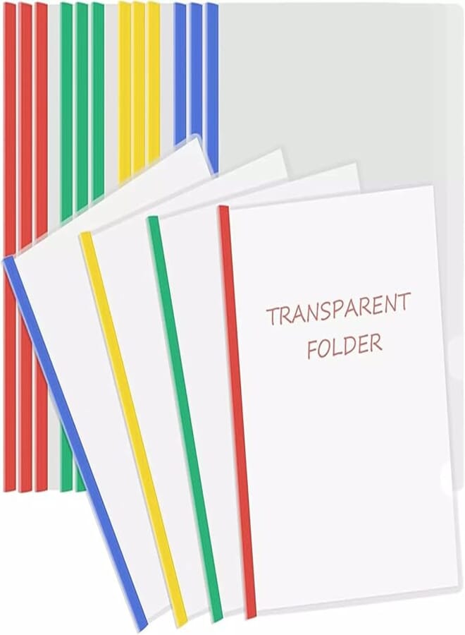 Future X Plastic File A4 Size | Stick Transparent File Folder Stick File/Strip File for A4 Paper Holder Storage Case Organizer, My Clear Plastic 100 microns (Transparent_Pack of 10)